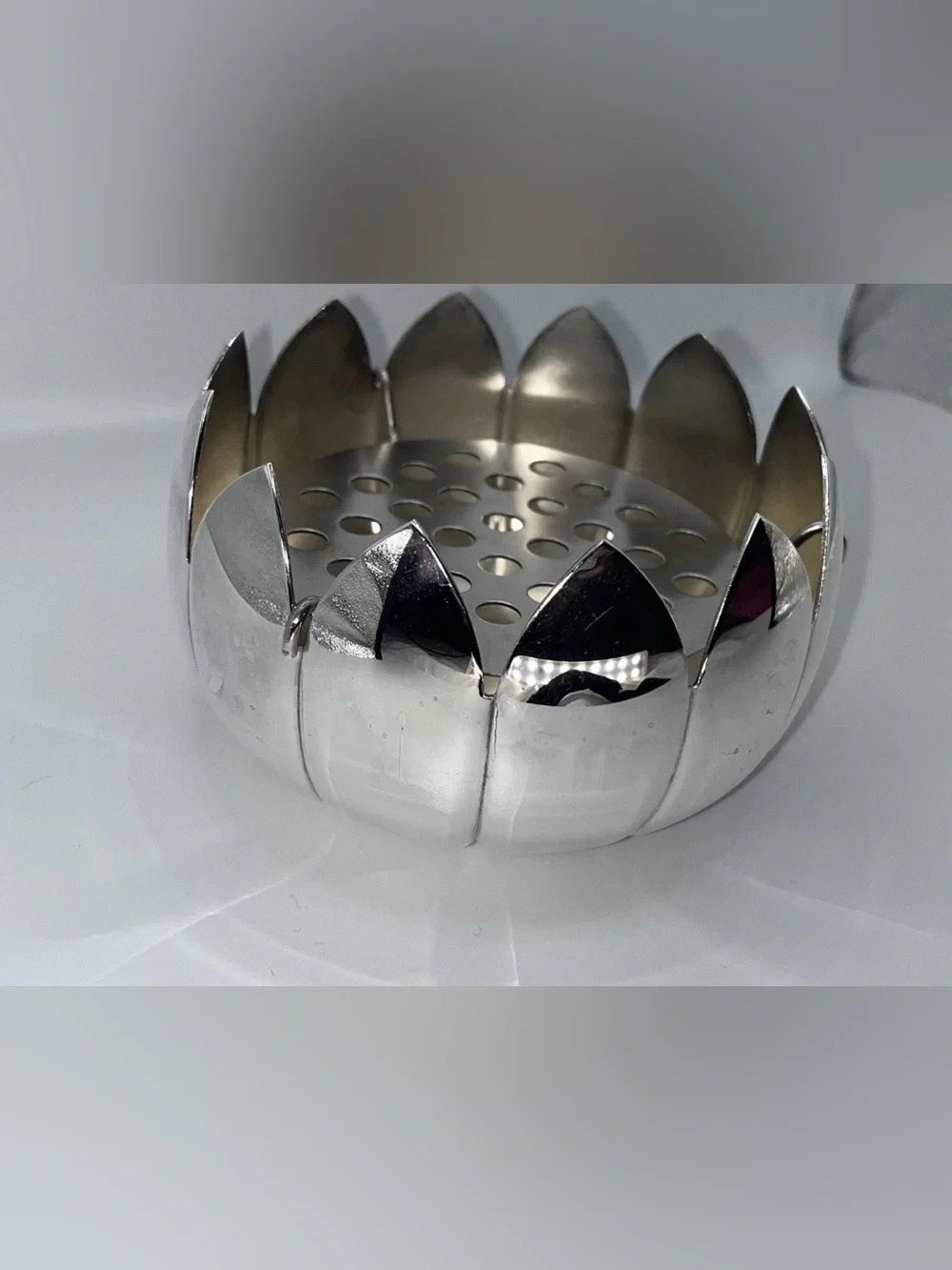 Silver Plate Lotus Flower Frog